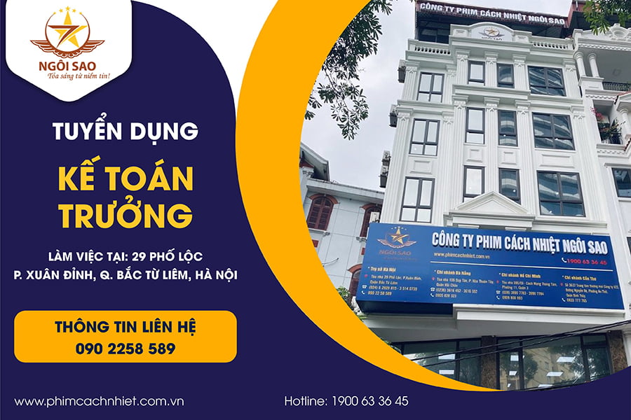 TUYỂN DỤNG KẾ TOÁN TRƯỞNG – LÀM VIỆC TẠI HÀ NỘI