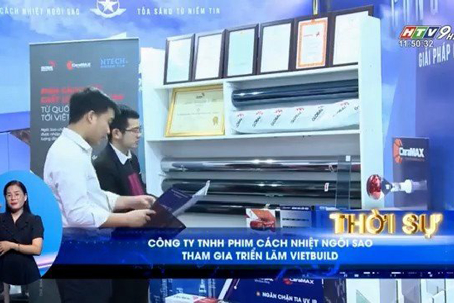 Gian hàng công ty Phim cách nhiệt Ngôi Sao tại triển lãm Vietbuild Hà Nội 2023 xuất hiện trên sóng HTV9
